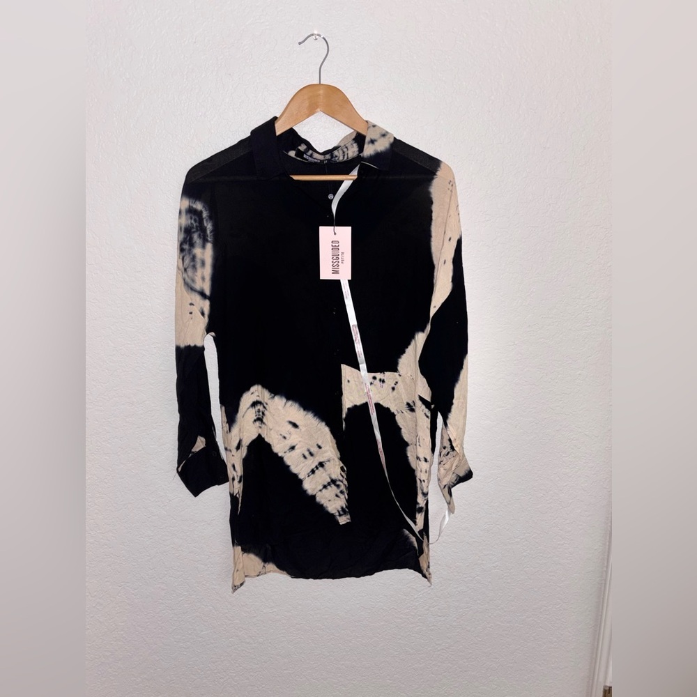 Missguided Button up long sleeve loose blouse